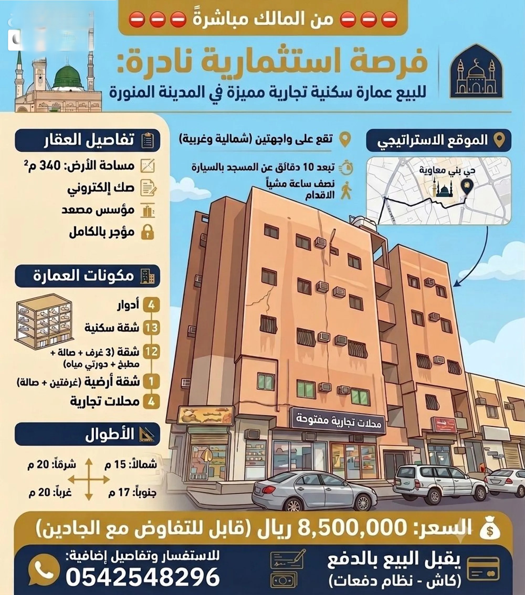#عمارة تجارية للبيع حي بني معاوية شارع فلسطين قرب البنك المركزي